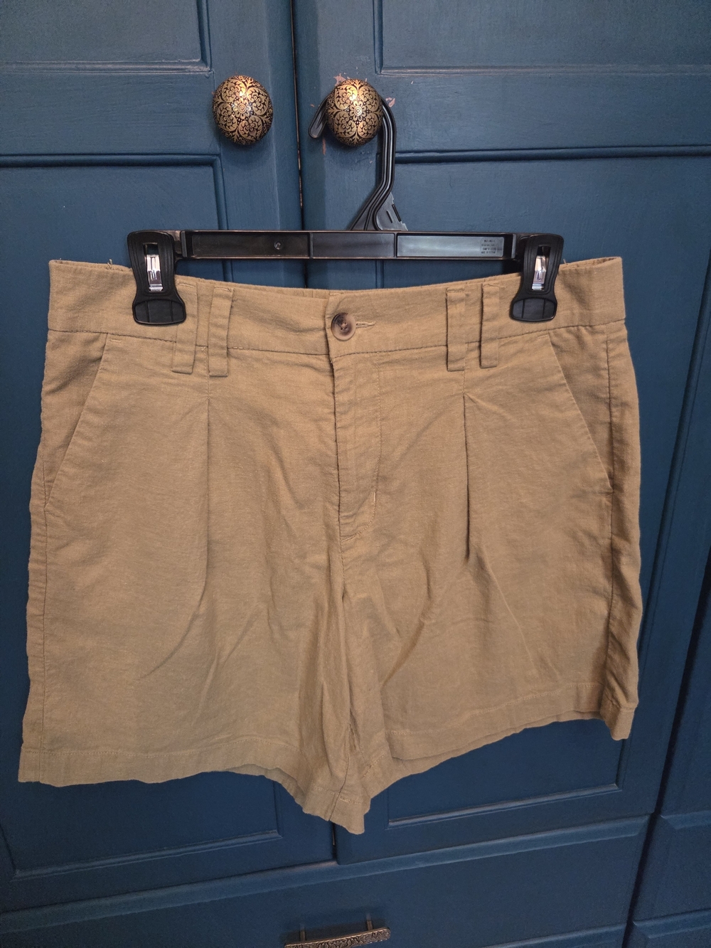 American Eagle Outfitters Womens Flat-Front Shorts in Khaki
